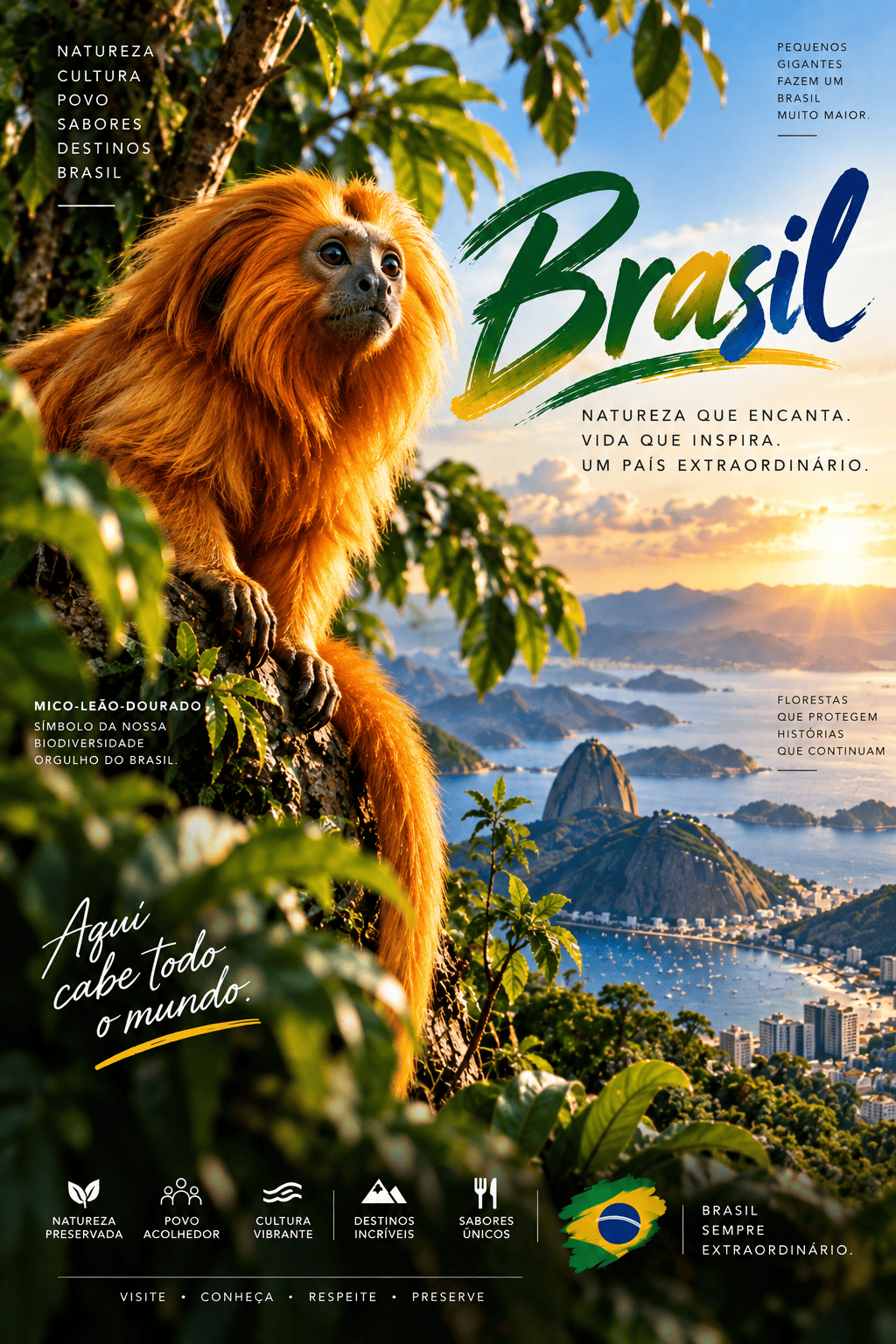 Golden lion tamarin in the Atlantic Forest